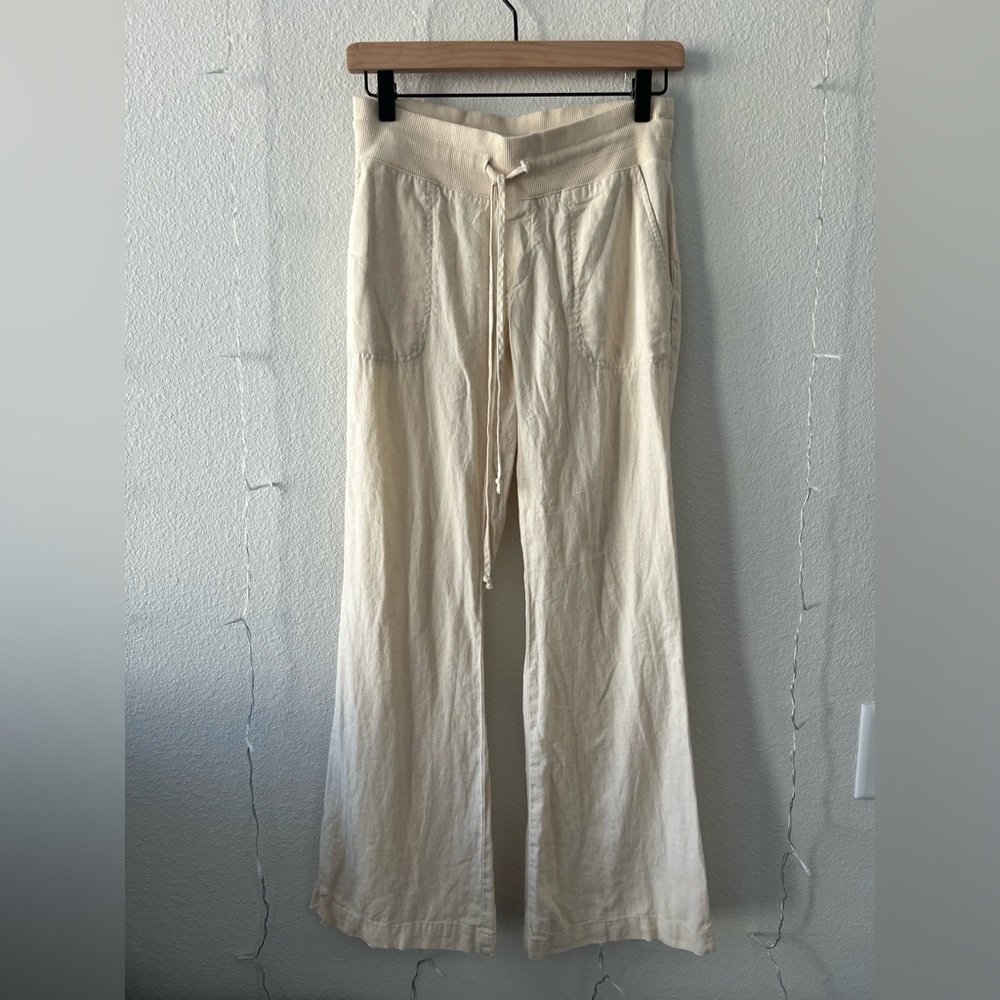 Urban Outfitters Linen Blend Pants | XS | Tan Wide Leg Flare Pants
